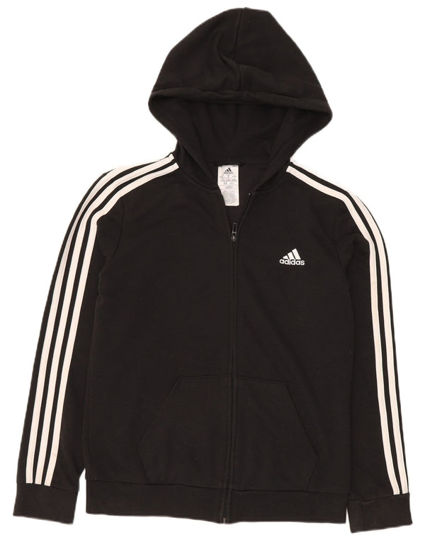 Maglione con cappuccio e zip da donna Adidas UK 12/14 Cotone nero medio