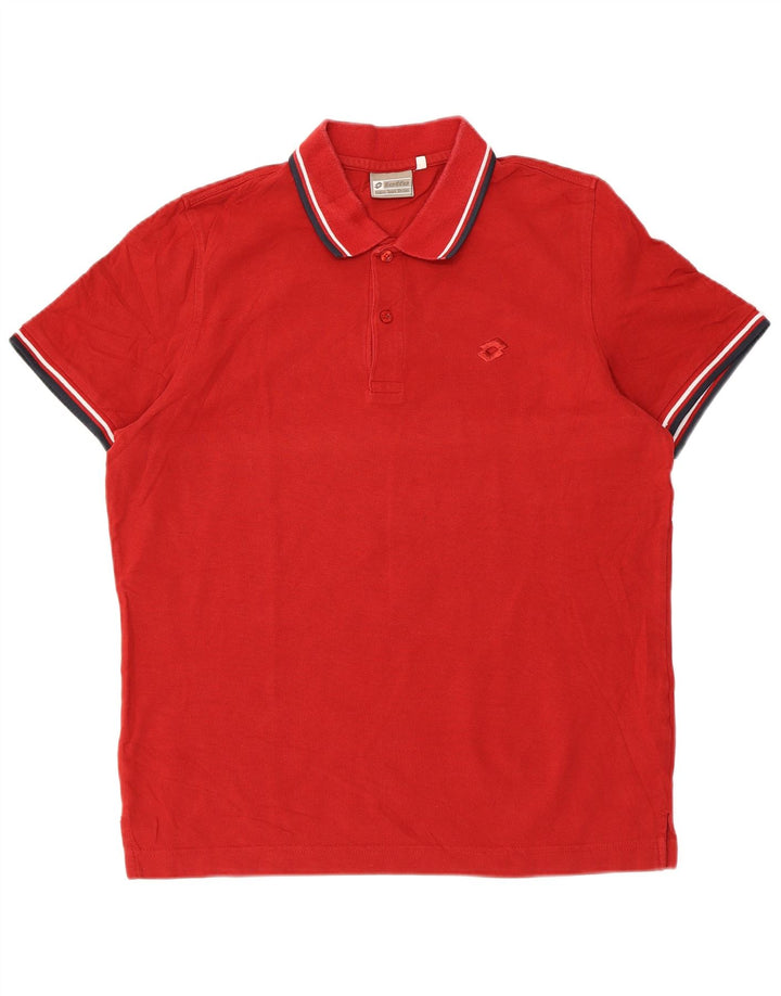 Polo da uomo Lotto Large in cotone rosso