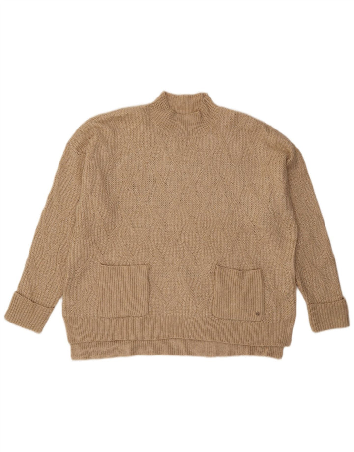 Maglione maglione a collo alto da donna Fat Face UK 14 Large Beige Argyle/Diamond