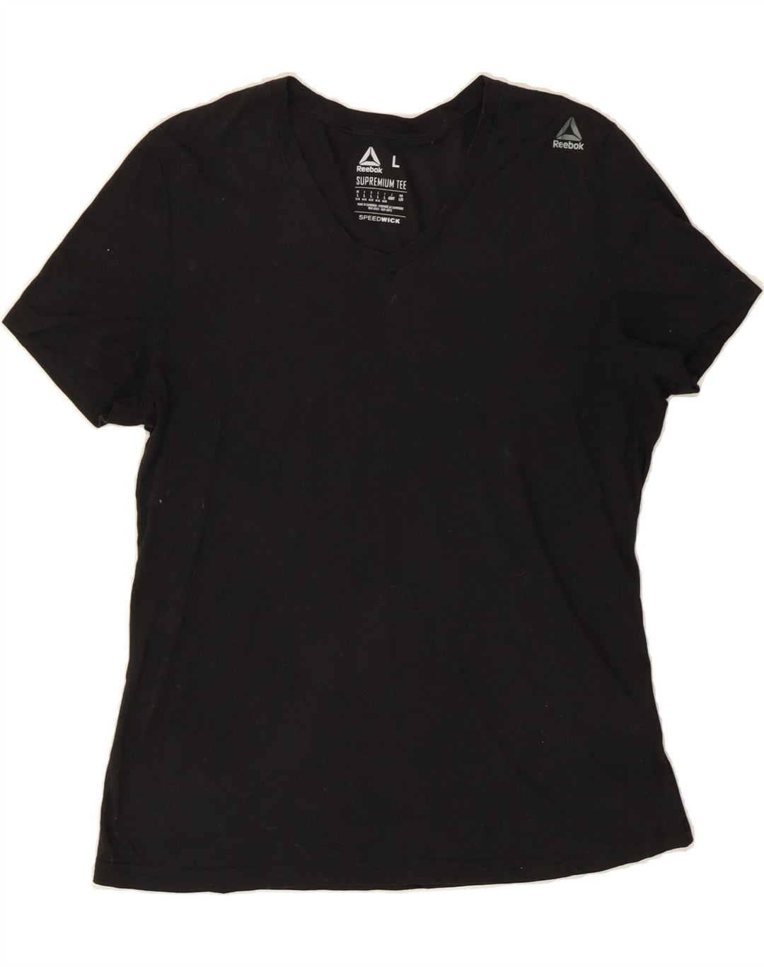 REEBOK Womens T-Shirt Top UK 16/18 Large Black Polyester Vintage Reebok and Second-Hand Reebok from Messina Hembry 