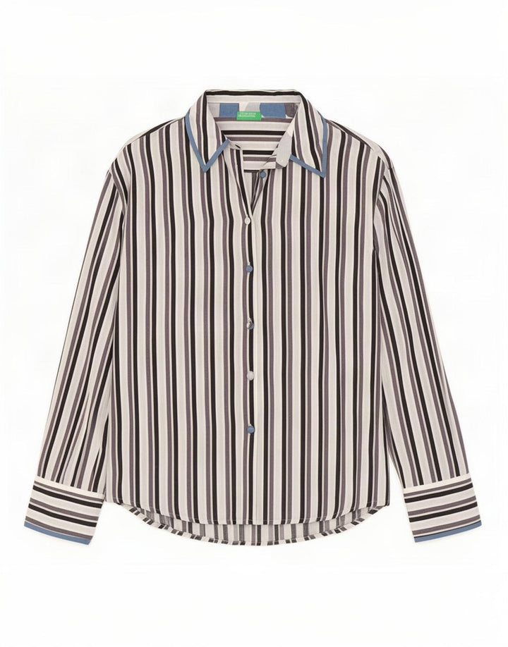 Camicia da donna Benetton UK 14 a righe multicolori medie