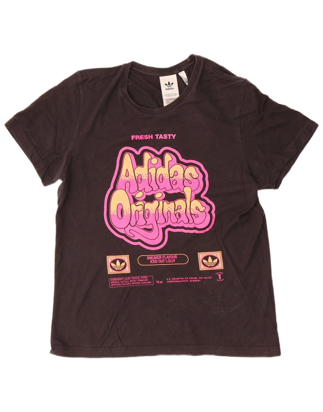 T-shirt grafica da uomo Adidas Top in cotone nero medio