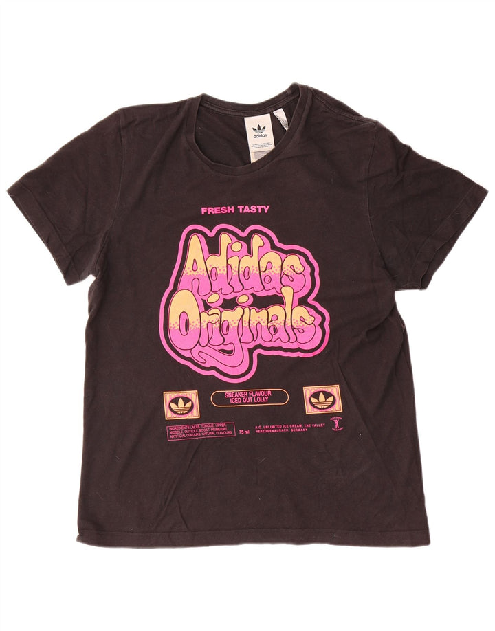 T-shirt grafica da uomo Adidas Top in cotone nero medio