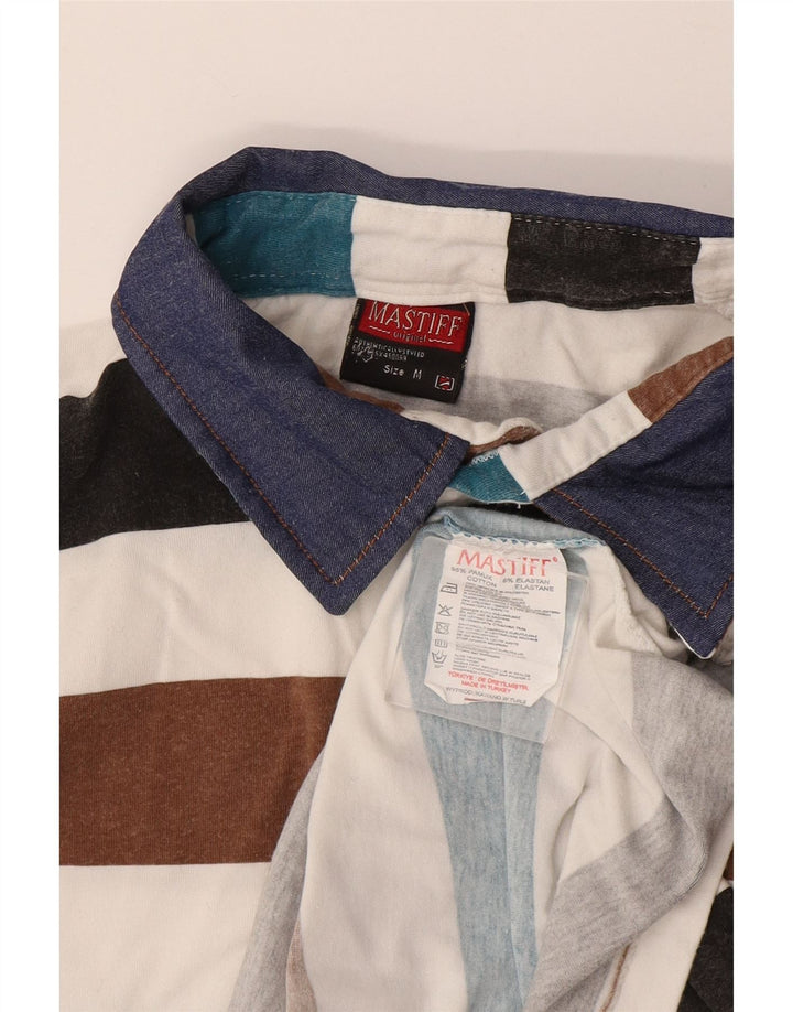 Polo da rugby vintage da uomo in cotone a righe multicolori medie