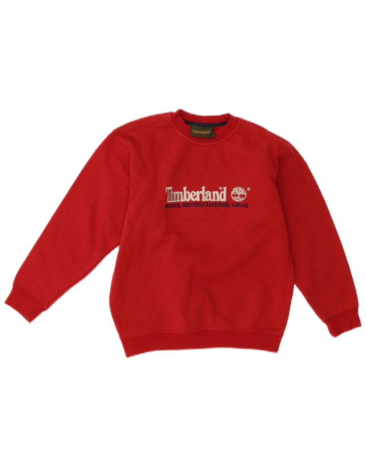 TIMBERLAND Boys Graphic Sweatshirt Jumper 9-10 Years Red Cotton