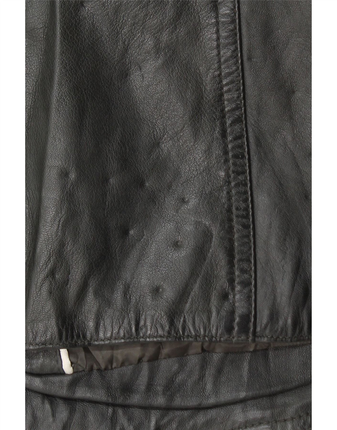 VINTAGE Womens Leather Jacket IT 52 2XL Black Leather