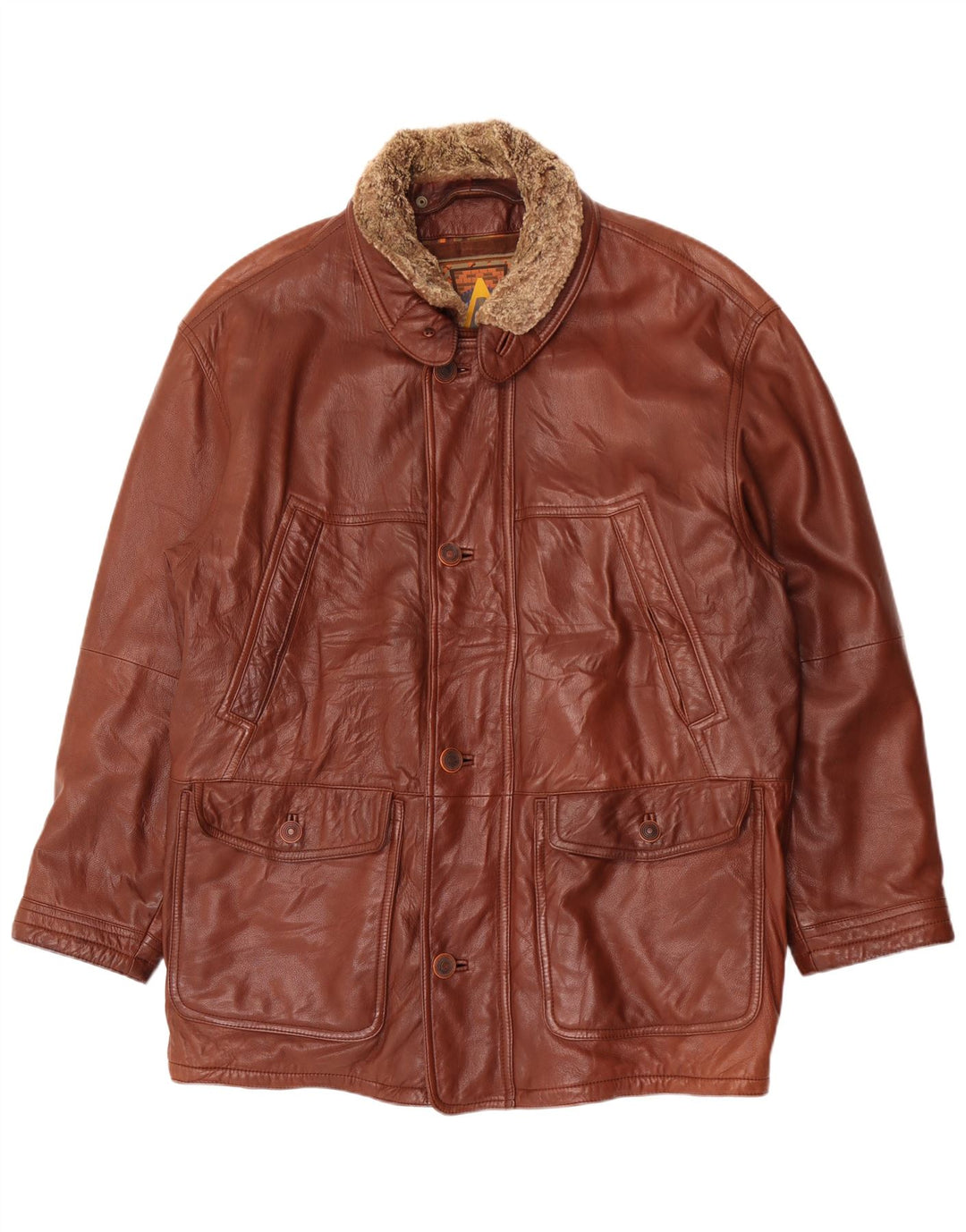 Cappotto in pelle da uomo Nivola UK 42 XL Marrone