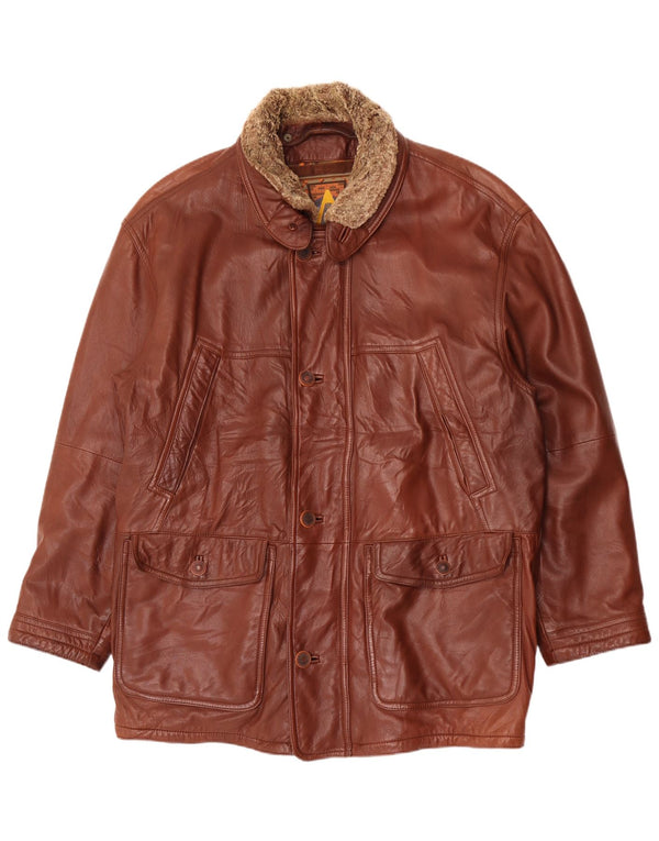 Cappotto in pelle da uomo Nivola UK 42 XL Marrone