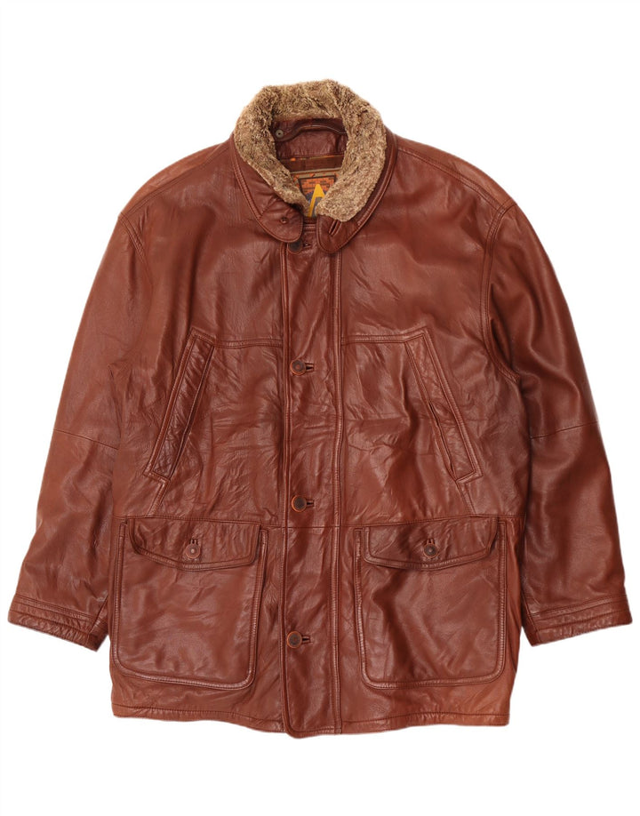 Cappotto in pelle da uomo Nivola UK 42 XL Marrone