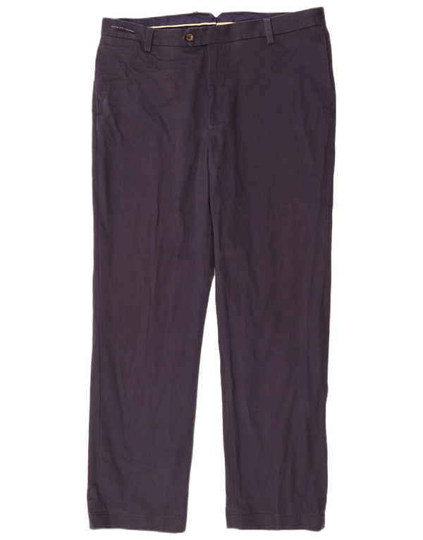 Pantaloni da abito dritti Marks & Spencer da uomo blu Harbour W40 L33 Navy