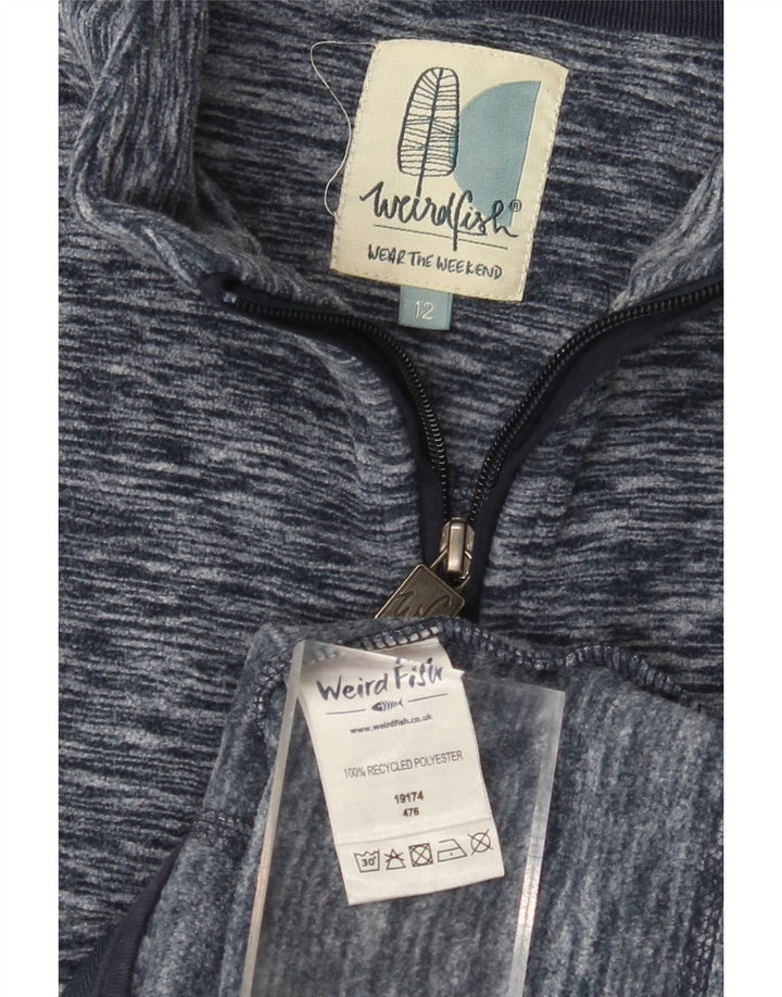 WEIRD FISH Giacca in pile da donna UK 12 Medio Poliestere screziato blu navy