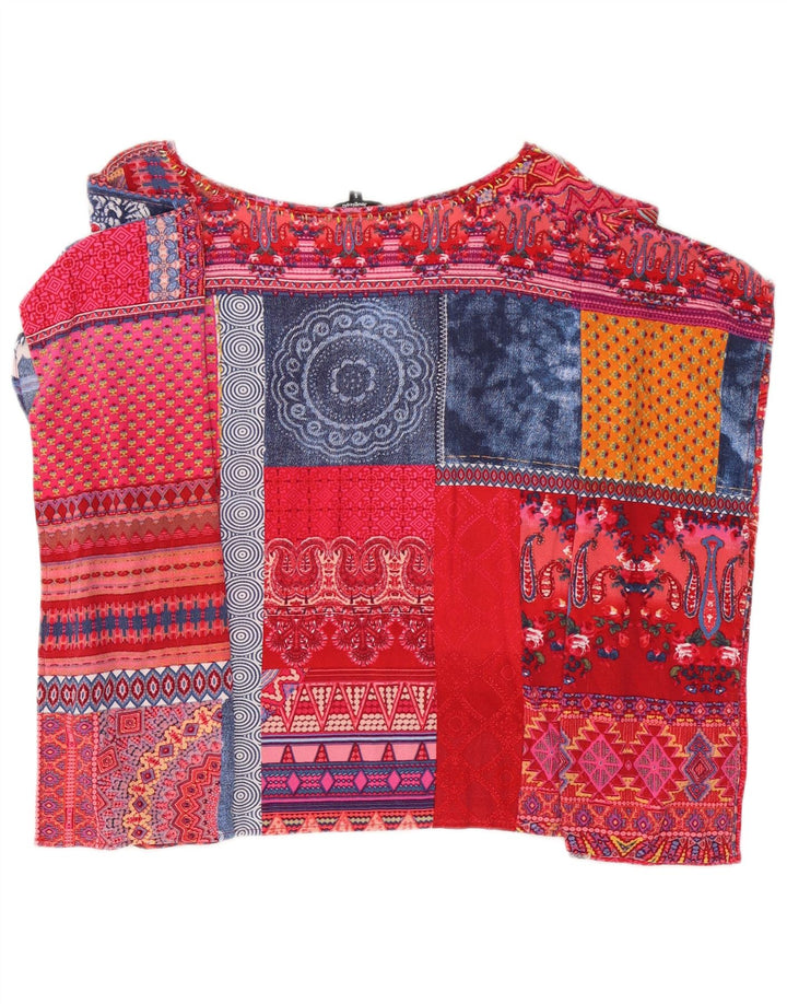 Desigual Womens Poncho Blouse Top UK 10 Piccolo patchwork multicolore