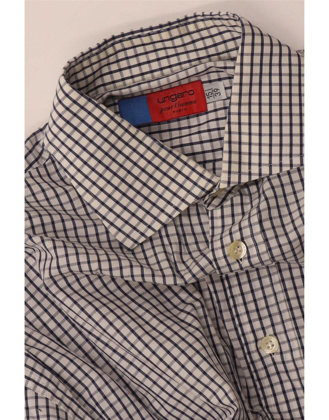 Camicia da uomo Ungaro Taglia 39 15 1/2 Medium White Check