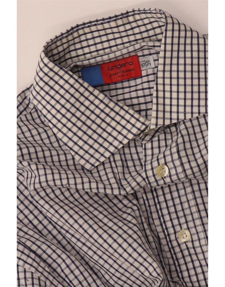 Camicia da uomo Ungaro Taglia 39 15 1/2 Medium White Check