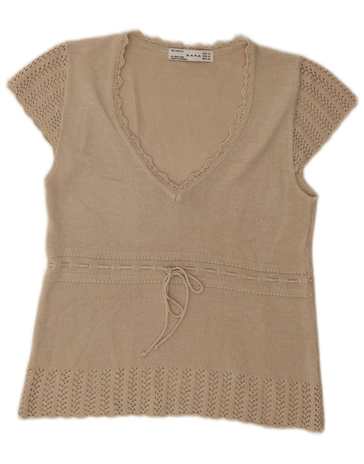 Canottiera da donna Zara UK 12 Acrilico beige medio