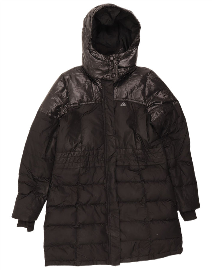 Cappotto imbottito con cappuccio da donna ADIDAS UK 16/18 grande poliestere nero