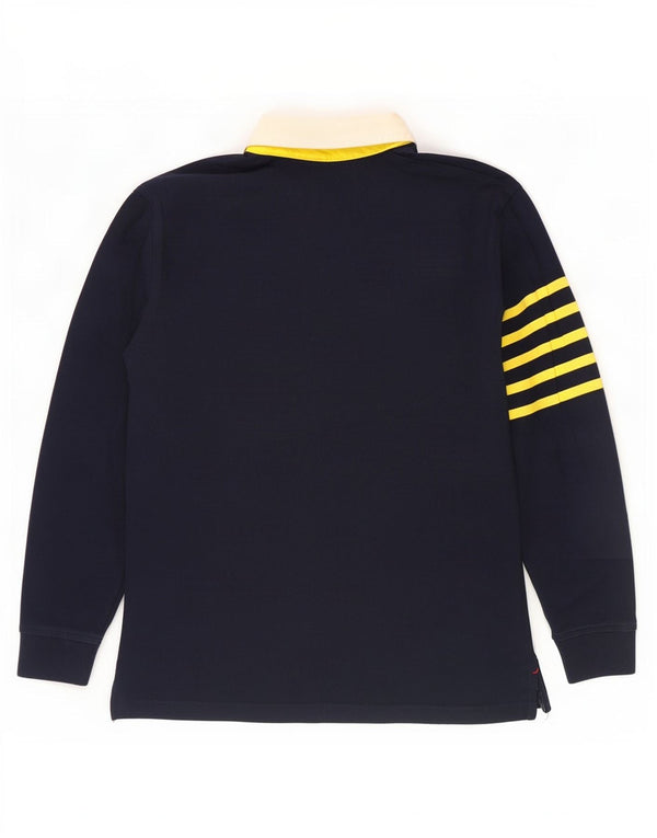 Tommy Hilfiger Mens Long Sleeve Rugby Polo Shirt Large Navy Blue Striped