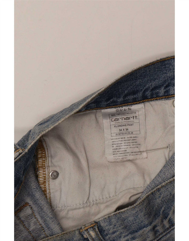 Jeans dritti invecchiati da uomo Carhartt W34 L34 cotone blu