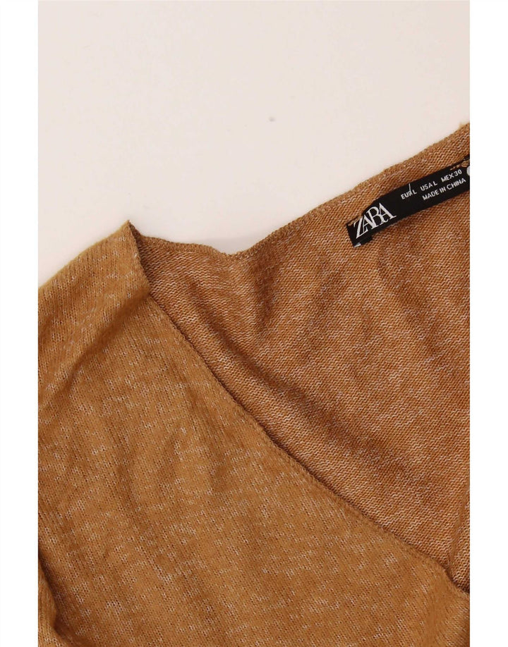 Top Zara da donna a maniche lunghe UK 14 grande marrone