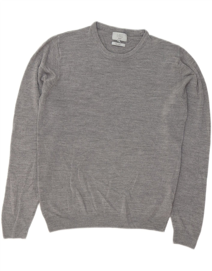 Maglione maglione girocollo vestibilità regolare da uomo Marks & Spencer grande grigio
