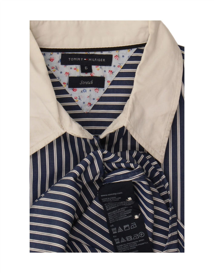 TOMMY HILFIGER Womens Shirt US 6 Medium Navy Blue Striped Cotton Vintage Tommy Hilfiger and Second-Hand Tommy Hilfiger from Messina Hembry 