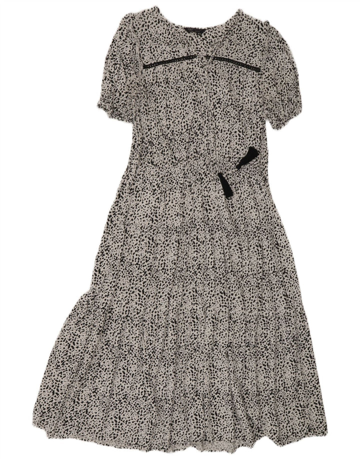 Abito maxi a strati da donna Marks & Spencer UK 16 Grande viscosa maculata bianca