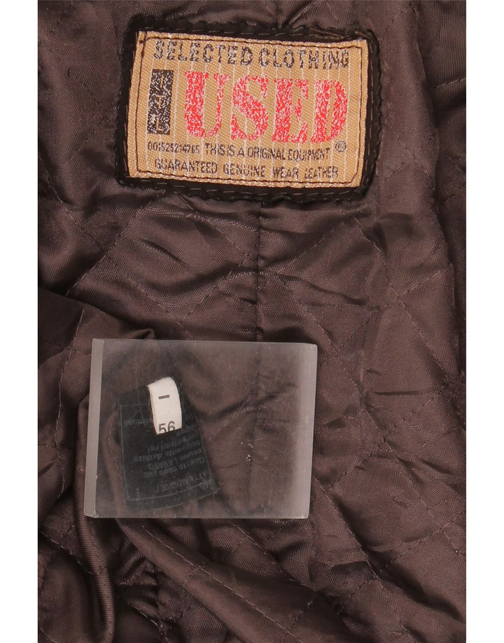 Giacca in pelle vintage da uomo IT 56 3XL Pelle marrone