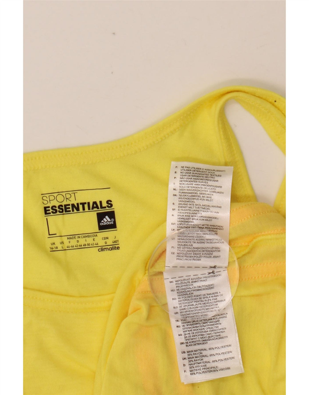 Canotta ADIDAS Climalite da donna UK 16/18 Large Giallo Poliestere
