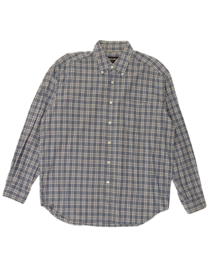 EDDIE BAUER Camicia da uomo in flanella di cotone a quadri blu medio