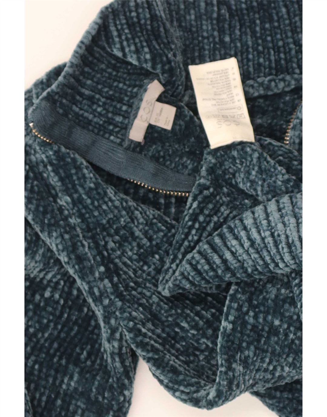 Maglione da donna con collo con zip Cos UK 6 XS Poliestere turchese
