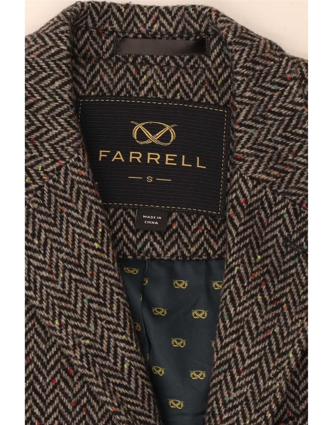 Giacca blazer da uomo a 2 bottoni Farrell UK 36 piccola lana a spina di pesce grigia