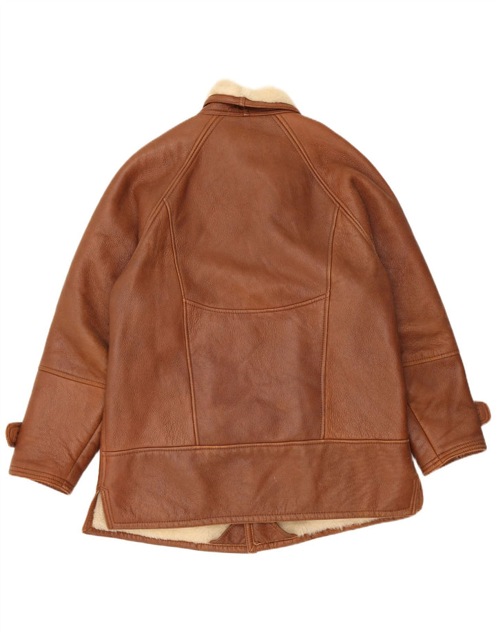Giacca in shearling vintage da uomo IT 52 XL Shearling marrone