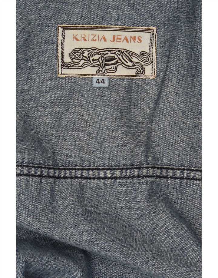 KRIZIA JEANS Giacca in denim corta oversize da donna IT 44 Blu medio floreale