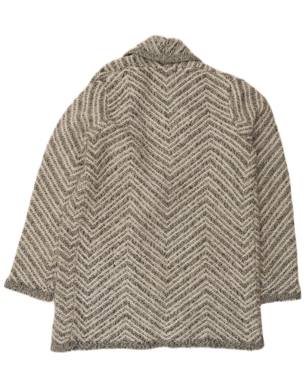 Maglione cardigan lungo da donna Marks & Spencer UK 14 Chevron grigio medio