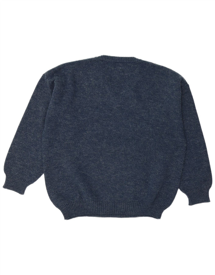 Maglione da uomo con scollo a V VINTAGE IT 52 Grande blu navy geometrico