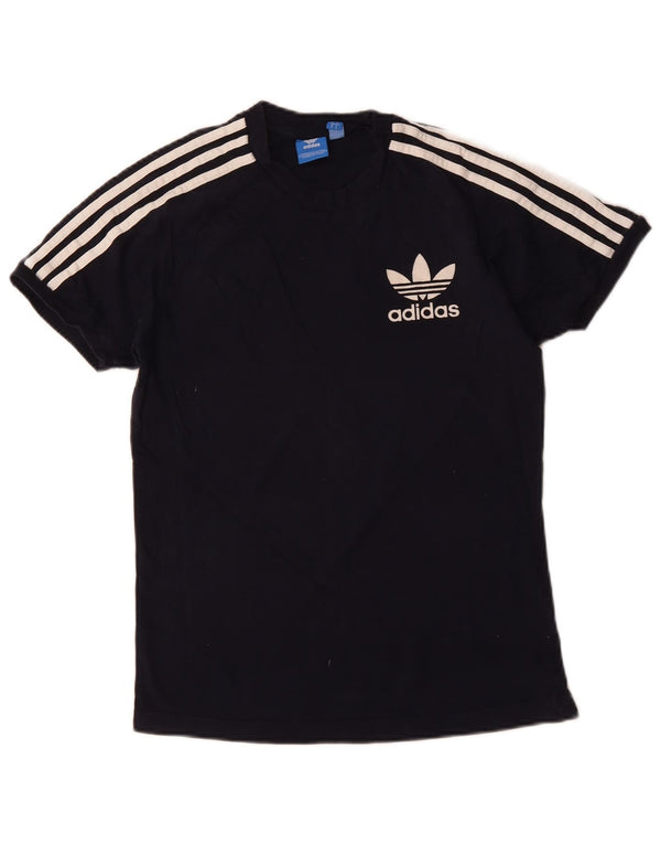 T-shirt grafica da donna ADIDAS Top UK 10 piccola in cotone blu navy