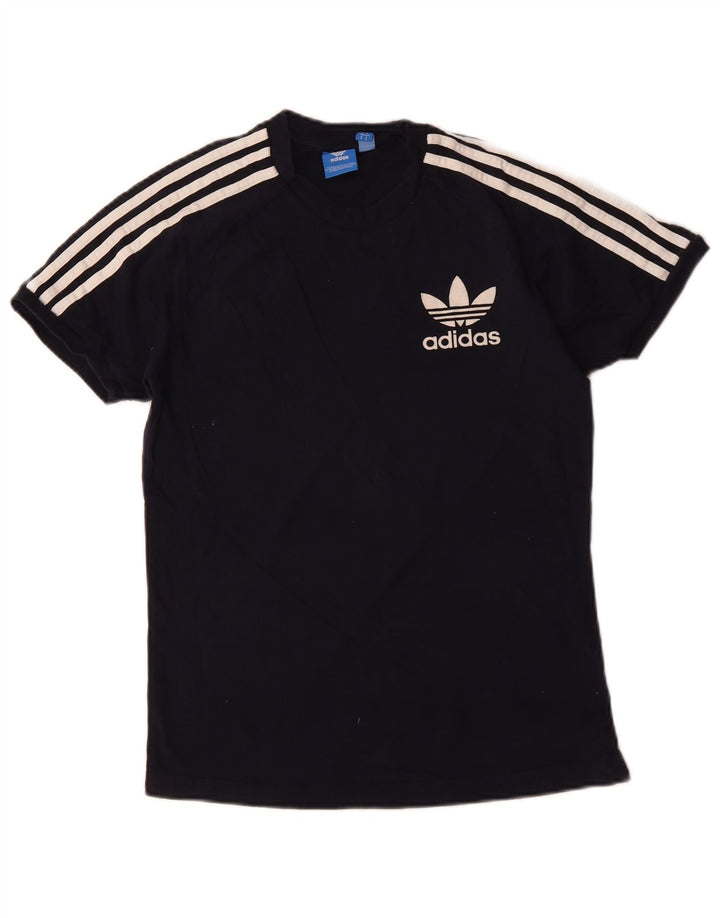 T-shirt grafica da donna ADIDAS Top UK 10 piccola in cotone blu navy