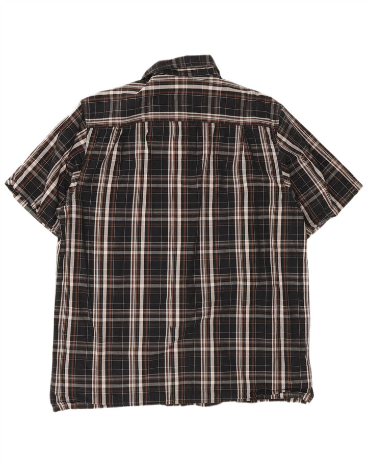 Dickies Camicia a maniche corte da uomo in cotone a quadri neri grandi