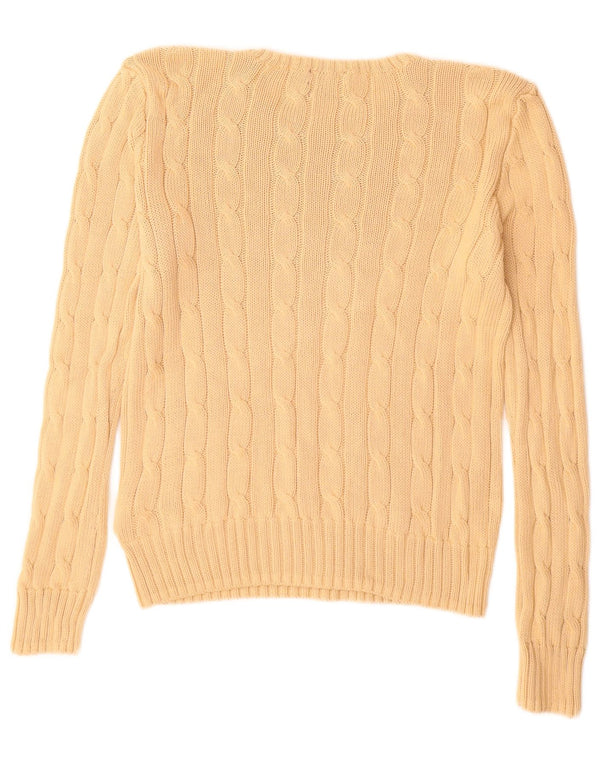 Maglione maglione girocollo da donna Polo Ralph Lauren UK 12 Cotone beige medio