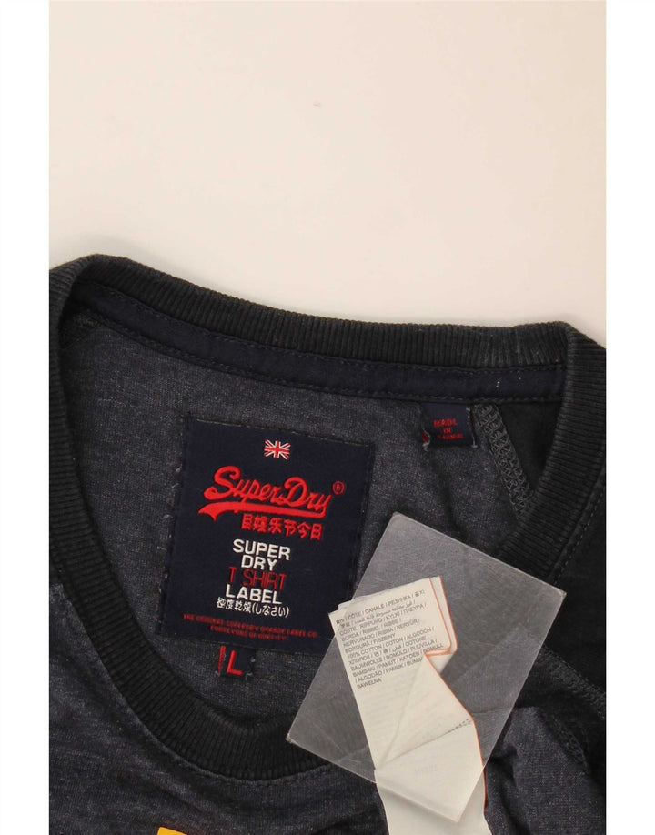 T-shirt grafica da uomo Superdry Top grande in cotone color block grigio