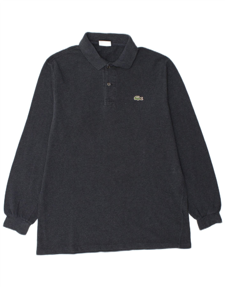 Polo da uomo a maniche lunghe Lacoste taglia 4 in cotone grigio medio