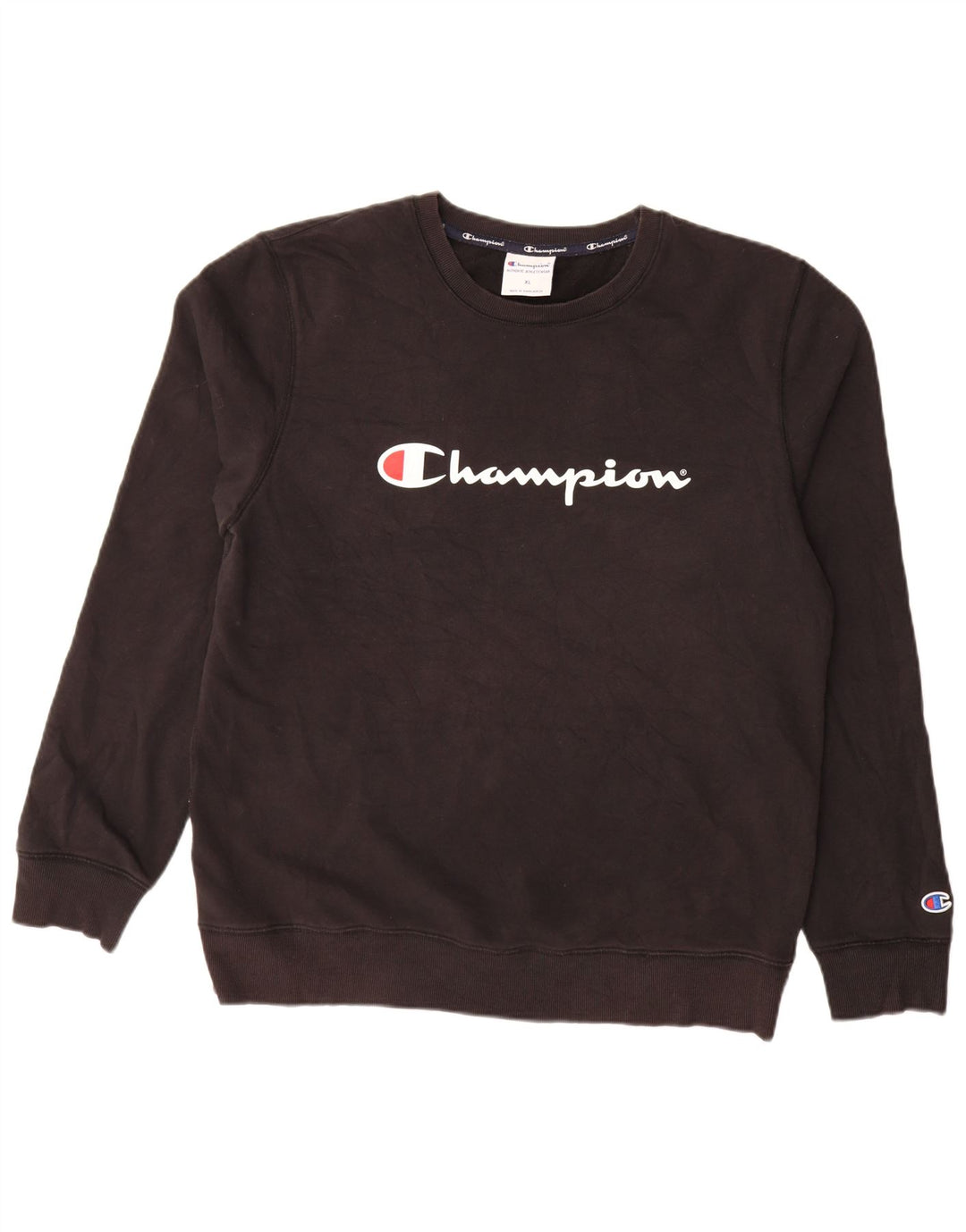 Felpa grafica da uomo Champion Jumper XL in cotone nero