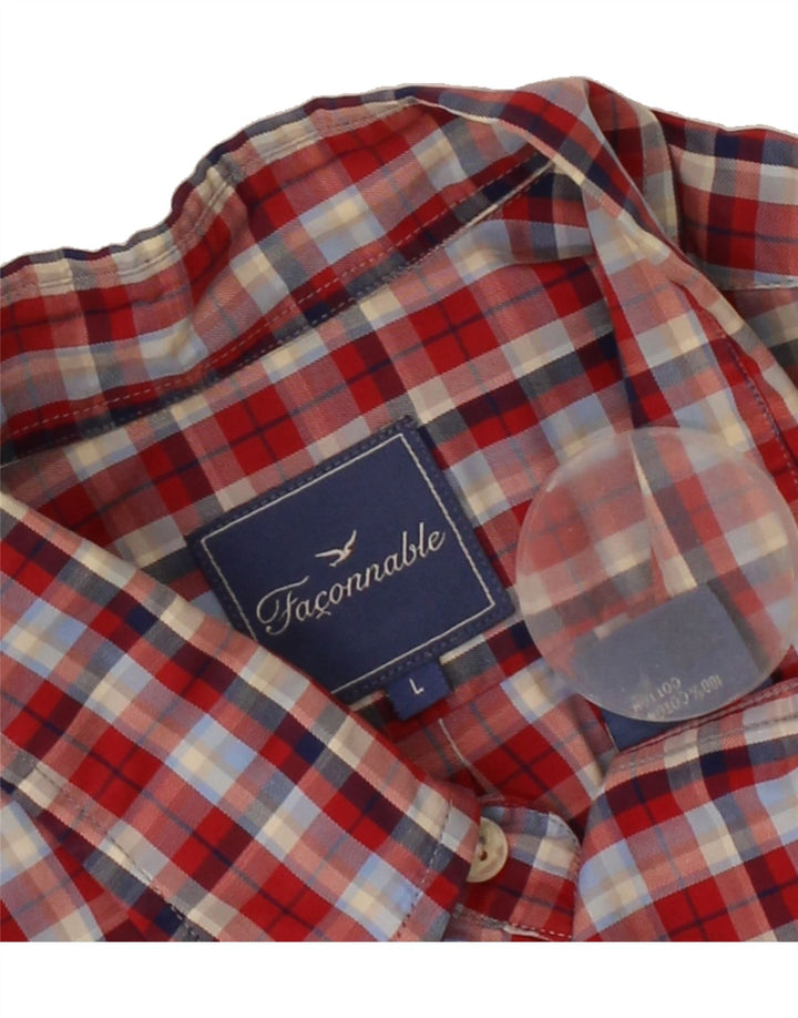 FACONNABLE Mens Shirt Large Red Check Cotton Vintage Faconnable and Second-Hand Faconnable from Messina Hembry 