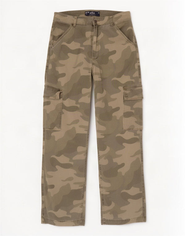 Pantaloni cargo Hollister Dad da donna a vita alta US 10 Large W30 L30 Khaki