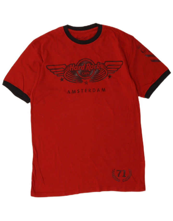 T-shirt grafica da uomo Hard Rock Cafe Amsterdam Top in cotone rosso medio