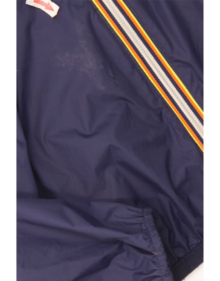 Giacca antipioggia con cappuccio K-Way da bambino 11-12 anni in nylon blu navy