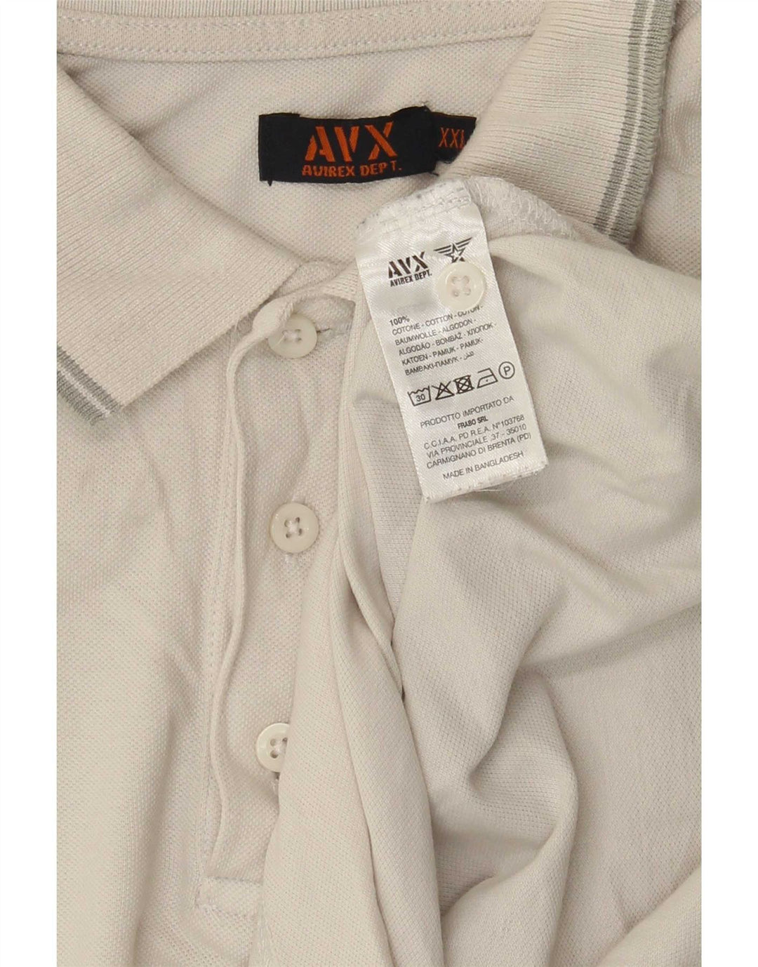 Polo da uomo Avirex 2XL in cotone a righe bianche