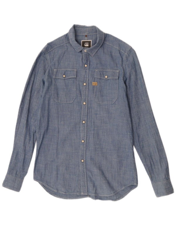 Camicia da uomo G-Star in cotone blu medio