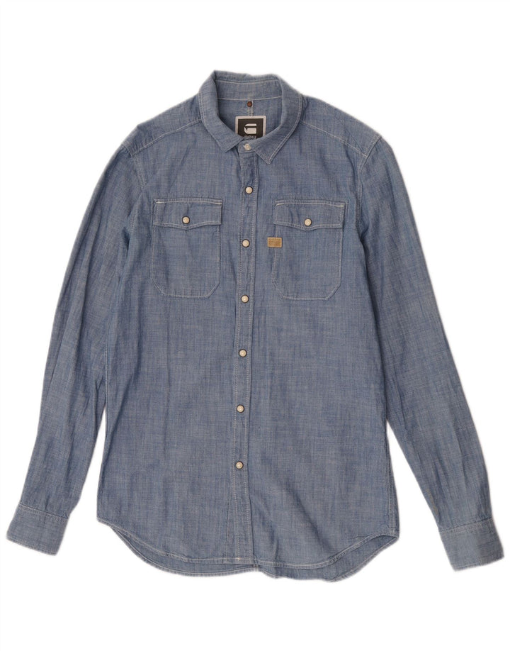 Camicia da uomo G-Star in cotone blu medio