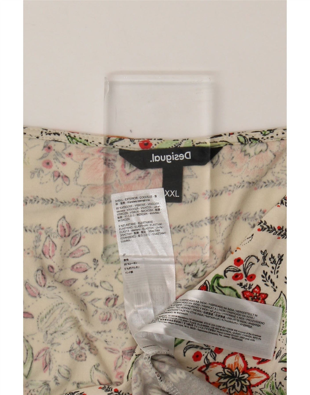 DESIGUAL Camicetta da donna Top UK 20 2XL Viscosa floreale bianco sporco